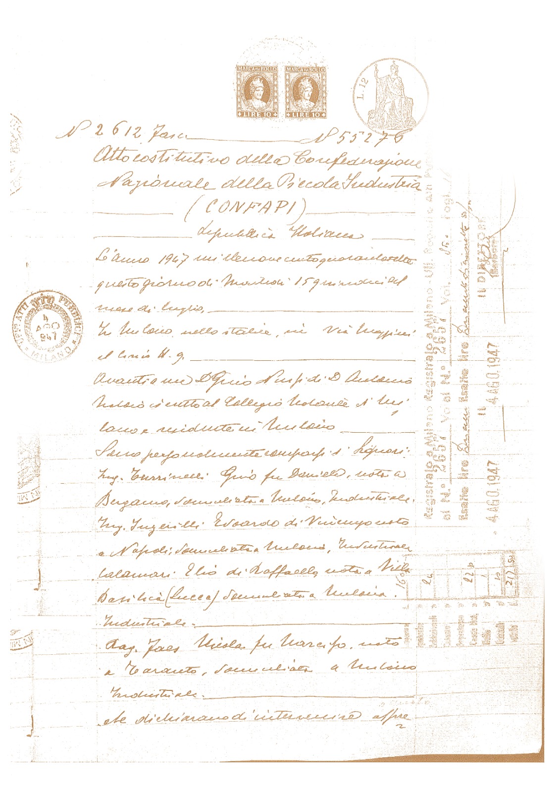 Atto Costitutivo 1947 CONFAPI Atto Costitutivo 1947 CONFAPI